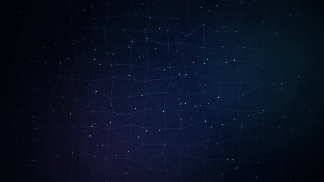 An extremely dense polygon mesh background featuring tiny microscopic geometric facets, smooth slow undulating wave dynamics, random blinking connection nodes, and a deeper dark background.