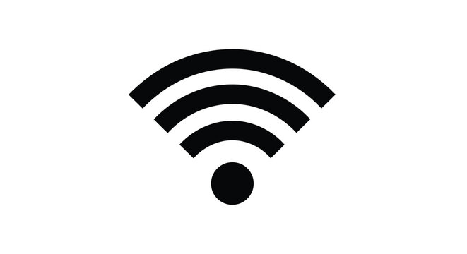 Minimalist wifi signal icon in black and white modern design silhouette