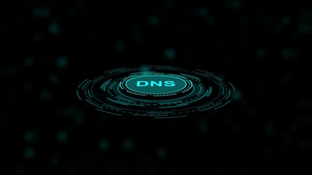 Dns server technology hud interface, digital network security and internet protocol concept animation