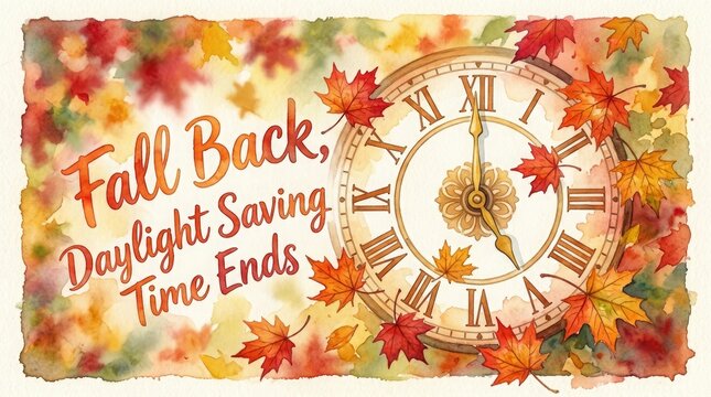 Vintage style announcement for the end of daylight saving time and fall back