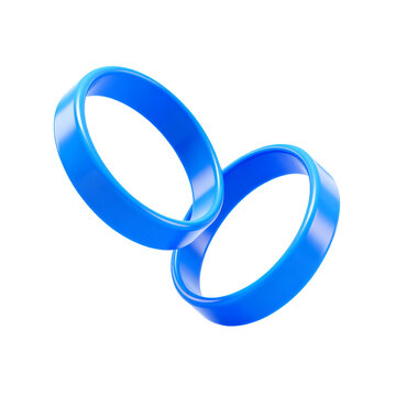 [Transparent Background PNG]Two Interconnected Glossy Blue Circular Rings