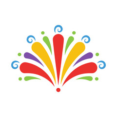 Obraz premium Colorful abstract fan shape with dots and swirls