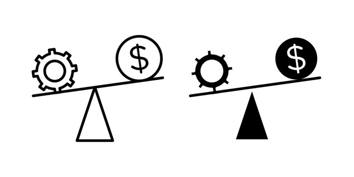 Leverage icon in outline and solid style, isolated on white background. Ideal for finance, business strategy, growth, and investment related features in mobile and web design.