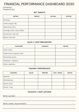 Professional Expenses Tracker Finance Planner Template for Business Financial Performance Dashboard and Budget Tracking