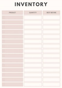 Minimalist Stock Inventory Management Template for Home Pantry and Business Supplies with Expiration Date Tracking