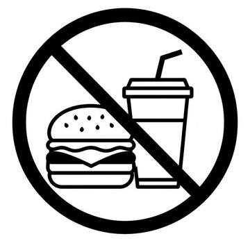 No Fast Food Prohibition Sign &ndash; Burger and Drink Vector Icon