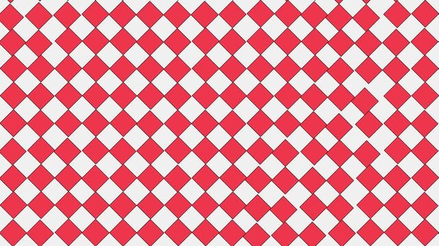 Red and white geometric diamond pattern background footage
