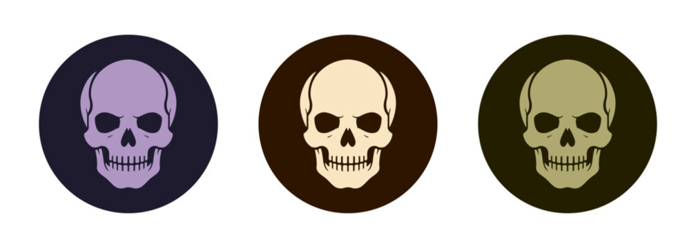 Spooky skull emblem featuring an anatomical head with empty eye sockets