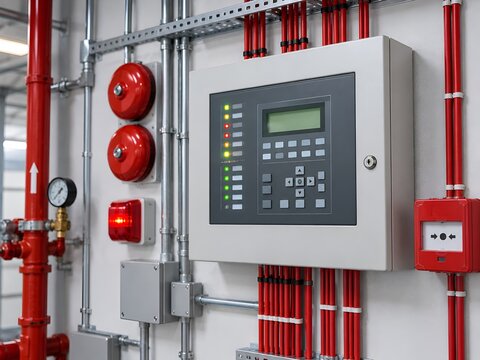 Fire Alarm Control Panel and Fire Protection System in Industrial Building