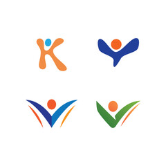 Obraz premium Abstract Letter K Y V People Success logo