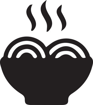 Bowl of hot noodles with steam icon noodle bowl food icon asian cuisine steaming food ramen bowl restaurant icon food silhouette soup bowl dining icon noodle dish food graphic culinary ico