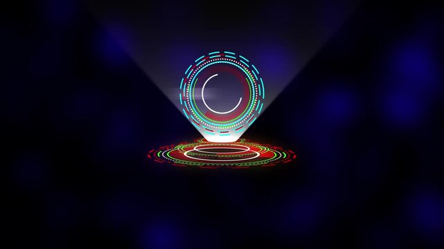Api hologram interface animation: futuristic digital hud technology for software development and data integration concepts
