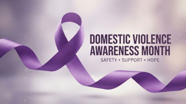 Purple awareness ribbon for domestic violence awareness month