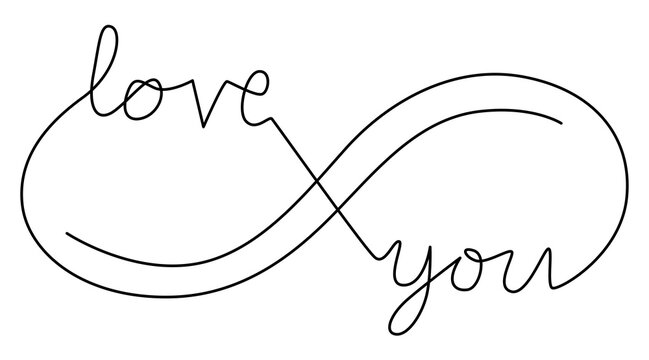 Love Infinity Symbol with Calligraphy Text Art PNG Isolated on Transparent Background