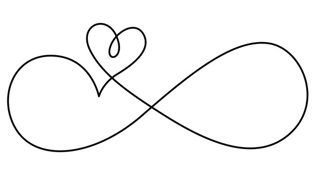 Infinity Symbol with Line Art Heart Sign PNG Graphic Isolated on Transparent Background