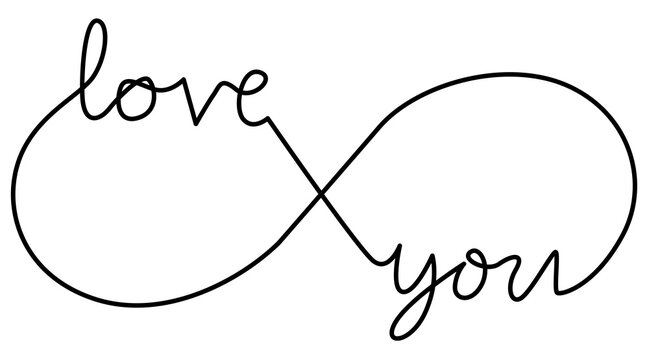 Cursive Love Text Inside Infinity Sign Graphic PNG Isolated on Transparent Background