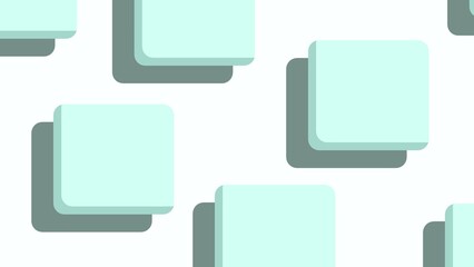Fototapeta premium Abstract Modern Mint Green 3D Square Rounded Block Pattern on White Background Minimal Soft Shadow Floating Geometric Card UI Layout Frame Backdrop Copy Space for Tech Business Presentation 