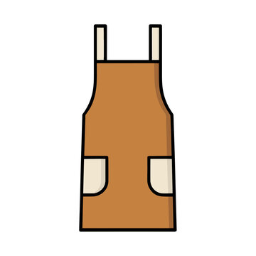 Brown apron with pockets and straps