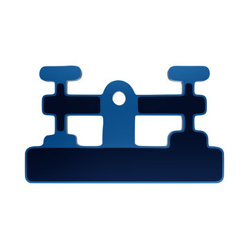 Telegraph key communication device icon with blue neon glow effect for historical telecommunications and vintage morse code technology isolated on a transparent background