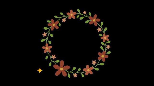 Autumn rustic floral frame spin animation