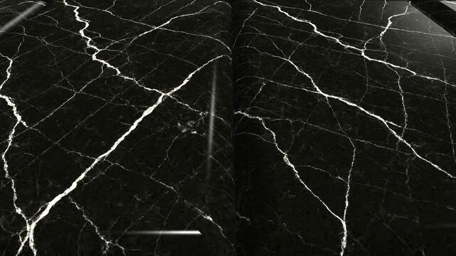 Cinematic Movement Over Nero Marble Tiles with Angled Perspective, Dramatic Natural Veining, Beautiful Illumination and Elegant Contemporary Architecture