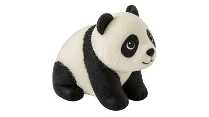 Cute plush panda bear toy sitting isolated adorable stuffed animal figurine © James
