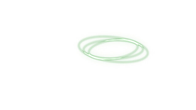 Abstract light painting created with glowing white circular motion trails isolated on a solid black background