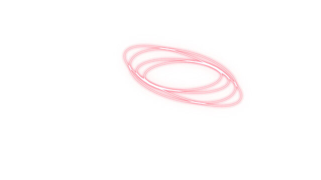 Abstract light painting featuring glowing pink and white circular trails isolated against a deep black background