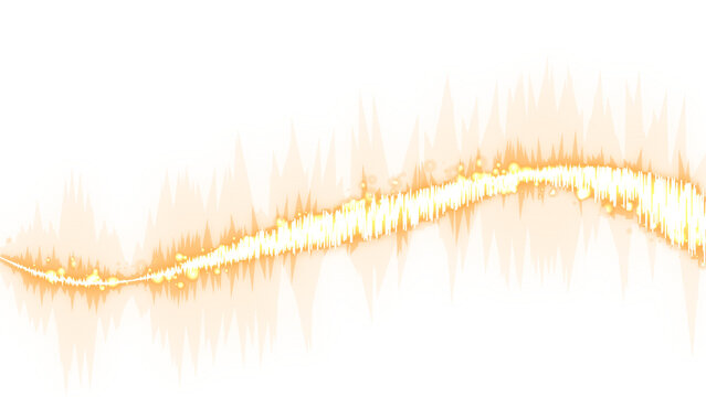 Abstract golden sound wave visualization with glowing particles on a deep black background for digital music concepts