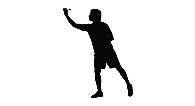 Fisherman pulling casting net black silhouette against white background