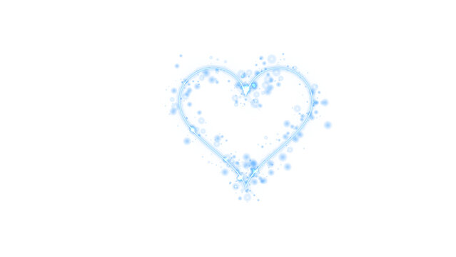 A glowing blue heart shape formed by sparkling particles isolated on a solid black background