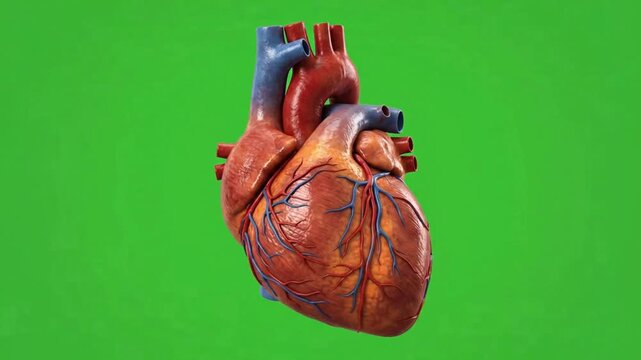 Heart Beating Animation 3d Anatomical Model on Green Screen