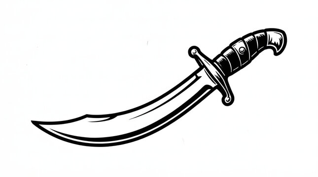 Vintage Pirate Cutlass Sword Icon - Retro Adventure Weapon and Blade Illustration for Game Design