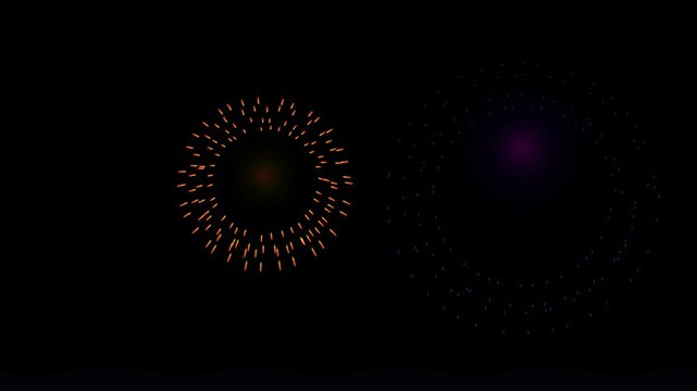 Bright colorful fireworks exploding in the dark night sky during a celebration 4k Motion Video