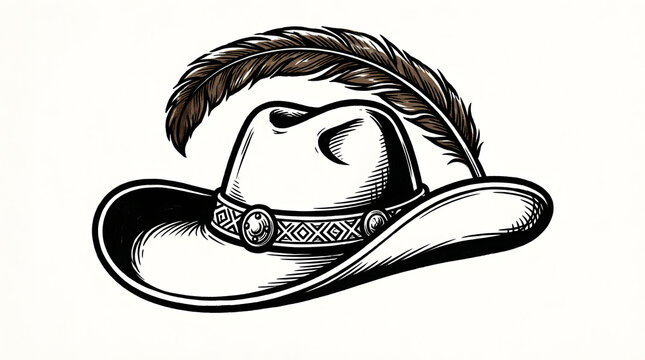 Vintage Pirate Hat Icon - Retro Tricorn Captain Headwear and Costume Illustration