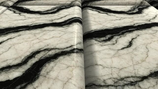 Clean Cinematic Movement Over Panda White Marble Tiles with Low Angled Perspective, Distinctive Natural Patterns, Elegant Illumination and Premium Interior Architecture