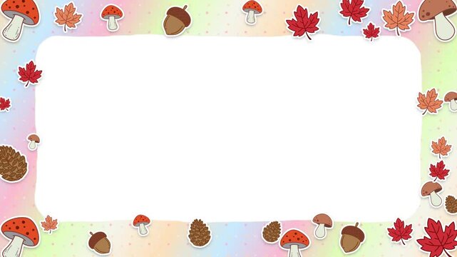 Autumn Nature Border Frame Animation with Acorns and Leaves