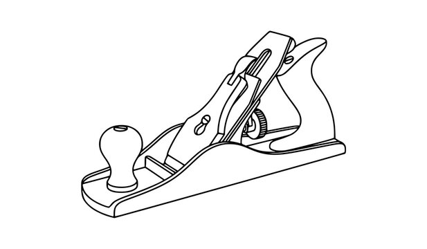 Simple Black Hand Plane Tool Line Art Vector Illustration