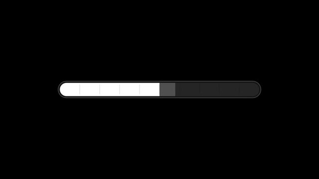 Horizontal Loading Progress Bar Animation on Black Background, Minimal UI Preloader 4K