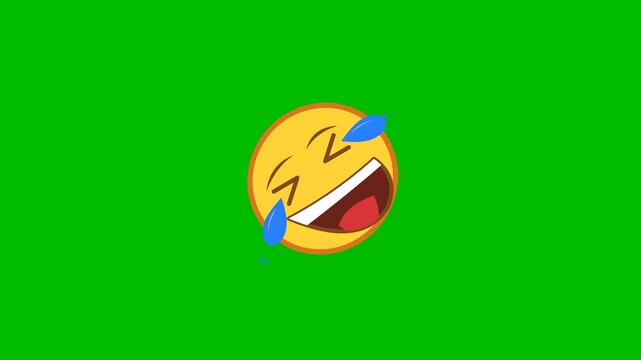Rolling on the floor laughing emoji with tears of joy on green screen. 4K Video