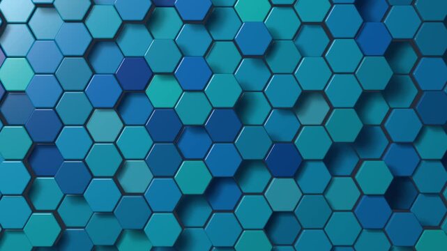 Vivid Light Blue Hexagon Wall Emboss Seamless Loop 3D Animation 4K