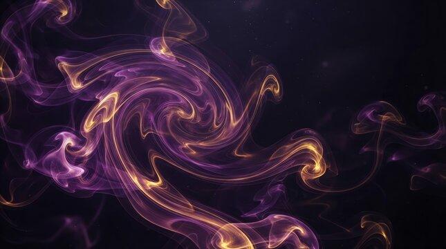 Purple and gold swirling smoke on dark background
