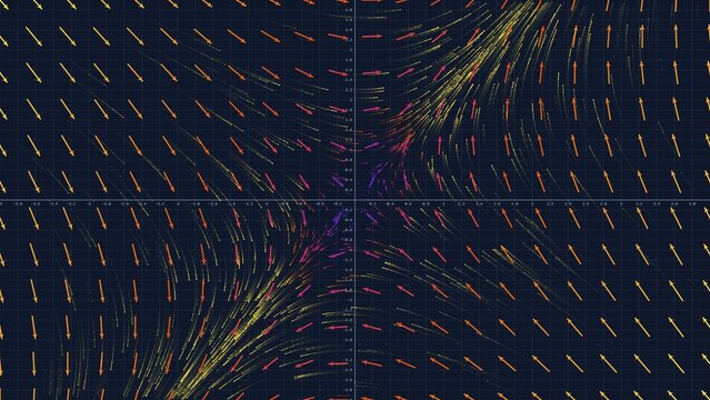 Lorenz Attractor Vector Field Visualization on Coordinate Grid, Chaotic Dynamical System and Differential Equations Graphic for Science, Data Analysis and Tech Background