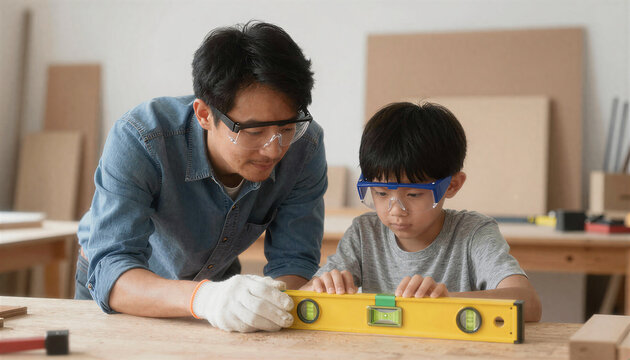 Father Teaching Son Carpentry