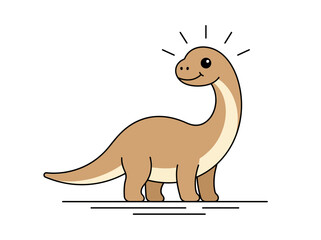 Cute Cartoon Brontosaurus Vector - Happy Long Neck Dinosaur Illustration for Kids © Feby