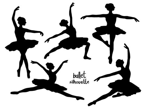 Silhouette of Ballet Dancers in Various Elegant Poses