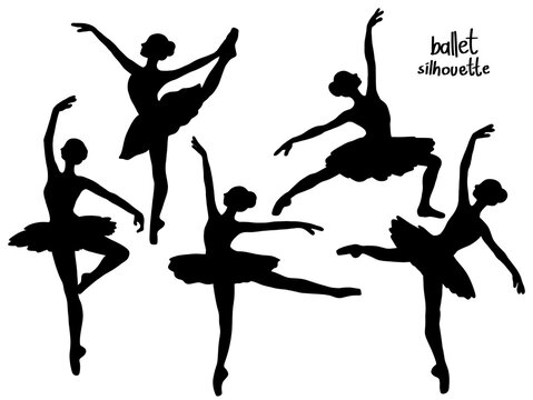 Silhouette of Ballet Dancers in Various Elegant Poses