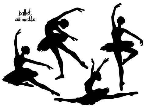 Elegant ballet dancer silhouettes in various graceful poses