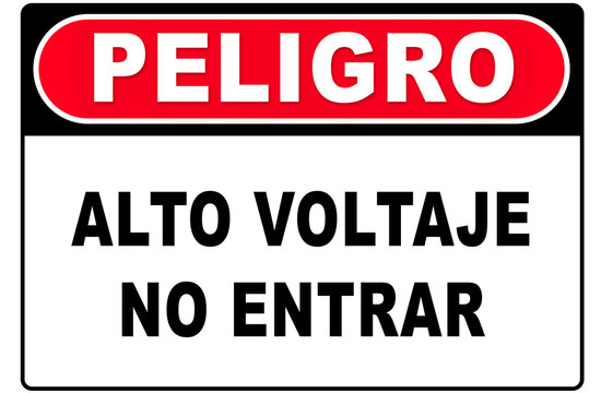 Peligro Alto Voltaje No Entrar Spanish Danger High Voltage Safety Sign Vector