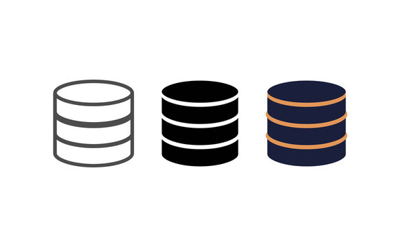Minimal database server icons showcasing different styles on plain white background